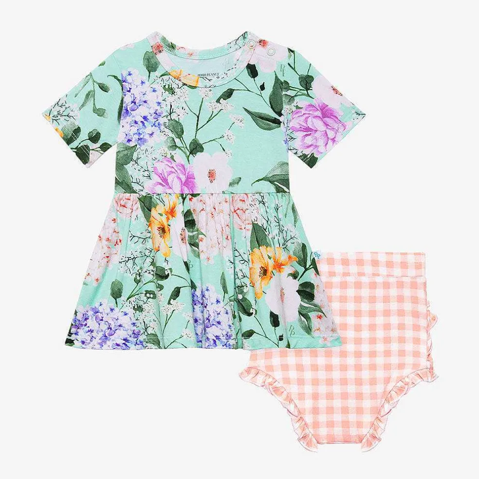 Posh Peanut Short Sleeve Peplum Ruffled Bummie Set Hot