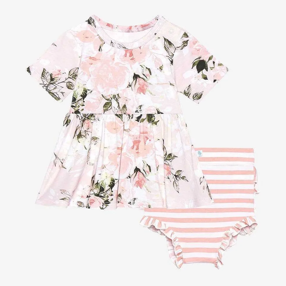 Posh Peanut Short Sleeve Peplum Ruffled Bummie Set Best