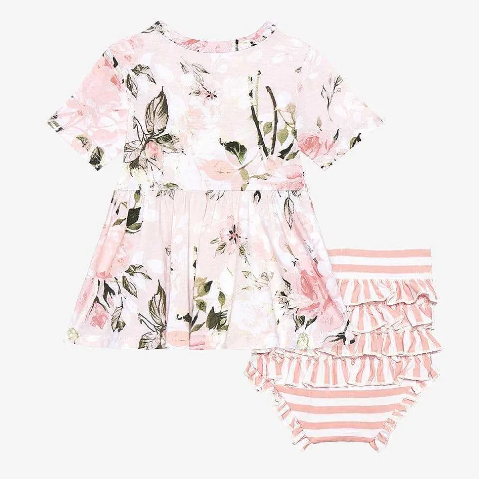 Posh Peanut Short Sleeve Peplum Ruffled Bummie Set Best