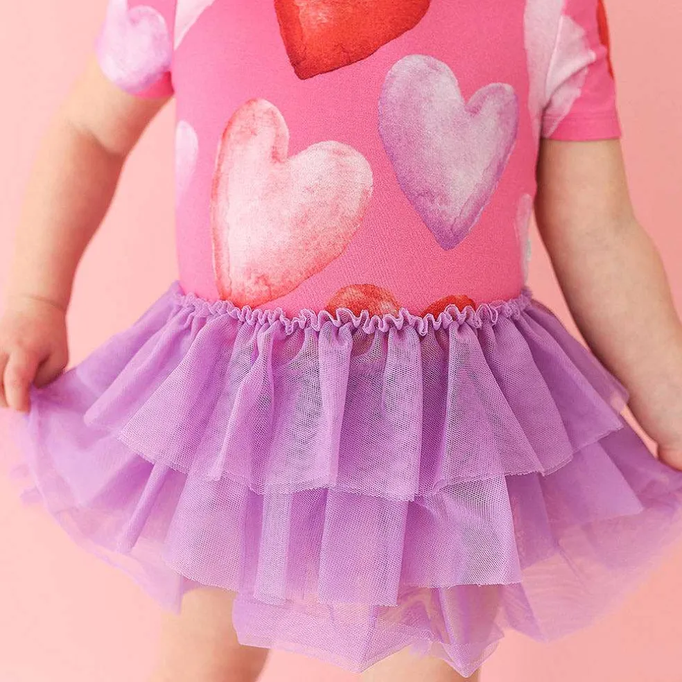 Posh Peanut Short Sleeve Tulle Skirt Bodysuit Dress New