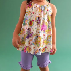 Posh Peanut Sleeveless Top Ruffled Short Set Clearance