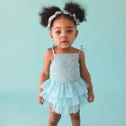 Posh Peanut Smocked Tulle Bodysuit Dress Flash Sale