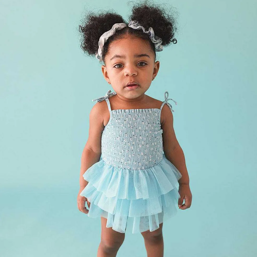 Posh Peanut Smocked Tulle Bodysuit Dress Flash Sale