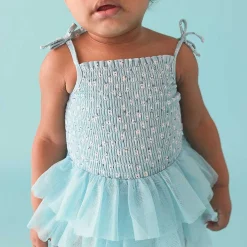 Posh Peanut Smocked Tulle Bodysuit Dress Flash Sale