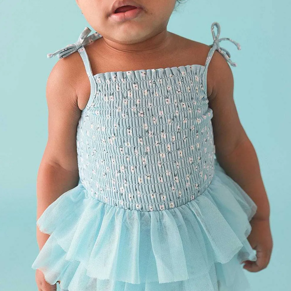 Posh Peanut Smocked Tulle Bodysuit Dress Flash Sale