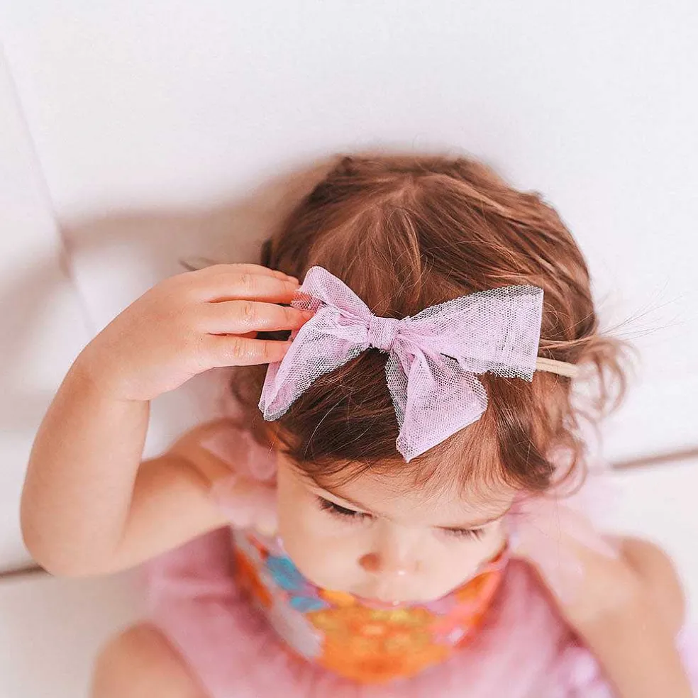 Posh Peanut Tulle Bow Nylon Headband Best Sale