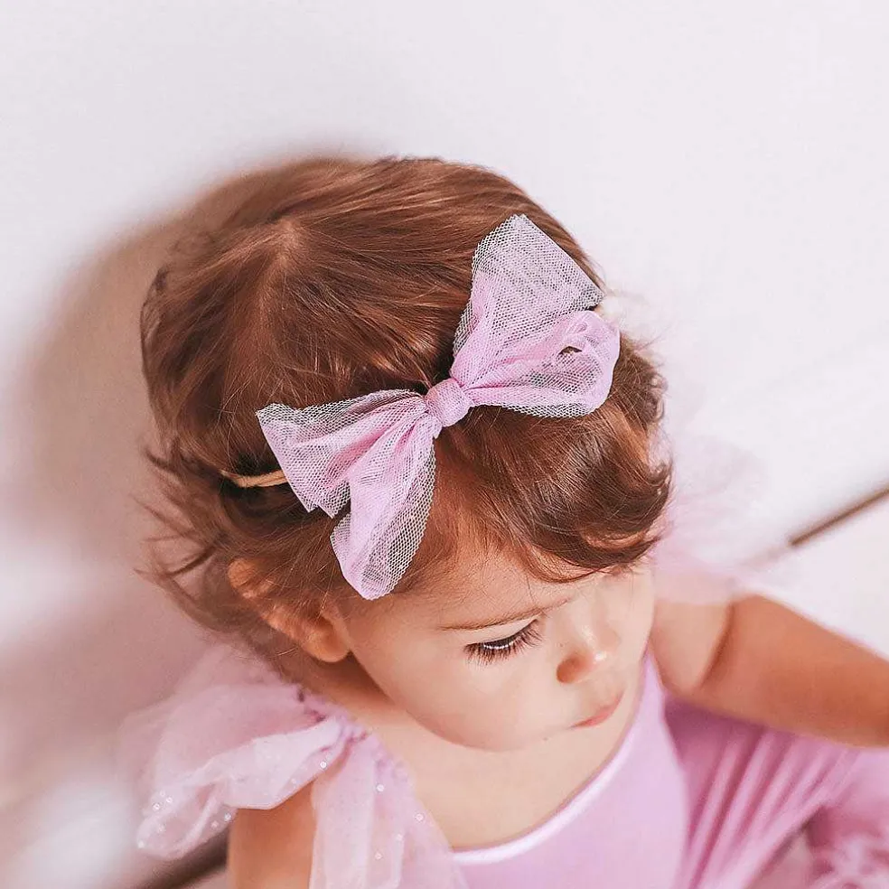 Posh Peanut Tulle Bow Nylon Headband Best Sale