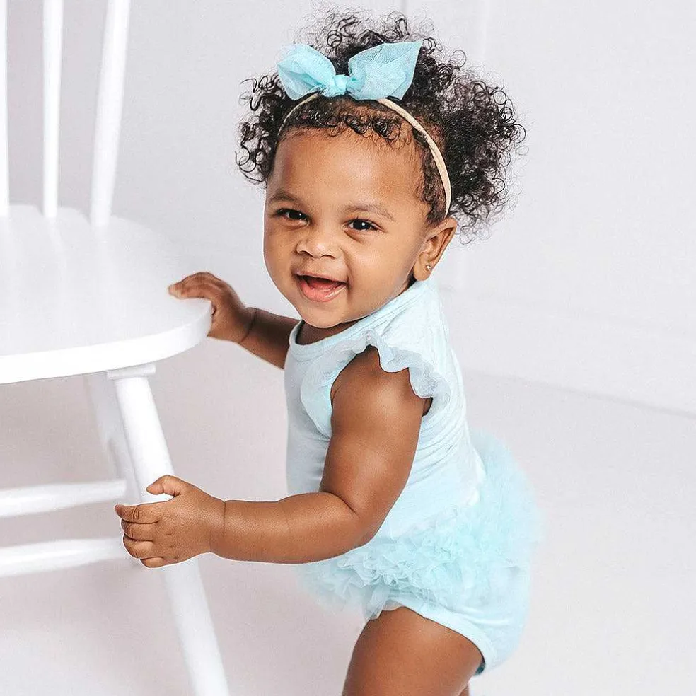 Posh Peanut Tulle Sleeve Ruffled Back Bodysuit Cheap