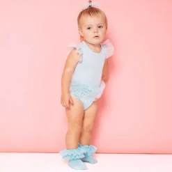 Posh Peanut Tulle Sleeve Ruffled Back Bodysuit Cheap