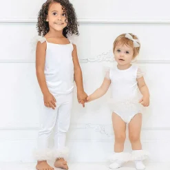 Posh Peanut Tulle Sleeve Ruffled Back Bodysuit Best Sale