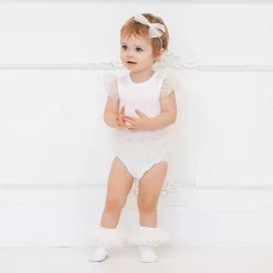 Posh Peanut Tulle Sleeve Ruffled Back Bodysuit Best Sale