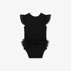 Posh Peanut Tulle Sleeve Ruffled Back Bodysuit Online