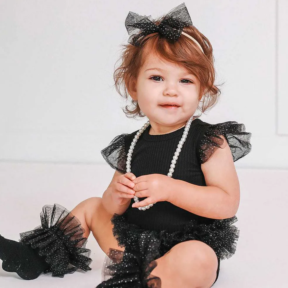 Posh Peanut Tulle Sleeve Ruffled Back Bodysuit Online