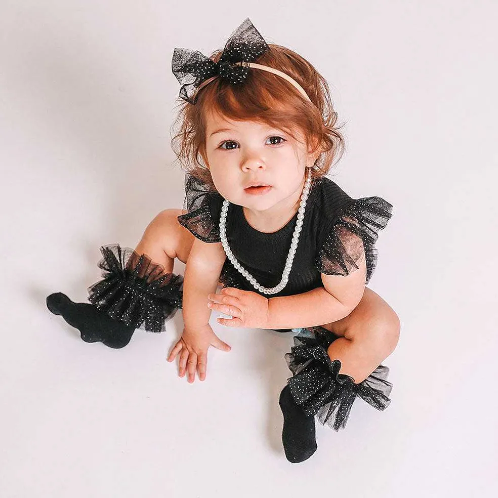 Posh Peanut Tulle Sleeve Ruffled Back Bodysuit Online