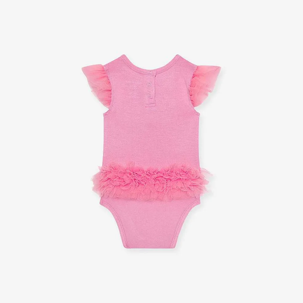 Posh Peanut Tulle Sleeve Ruffled Back Bodysuit Store