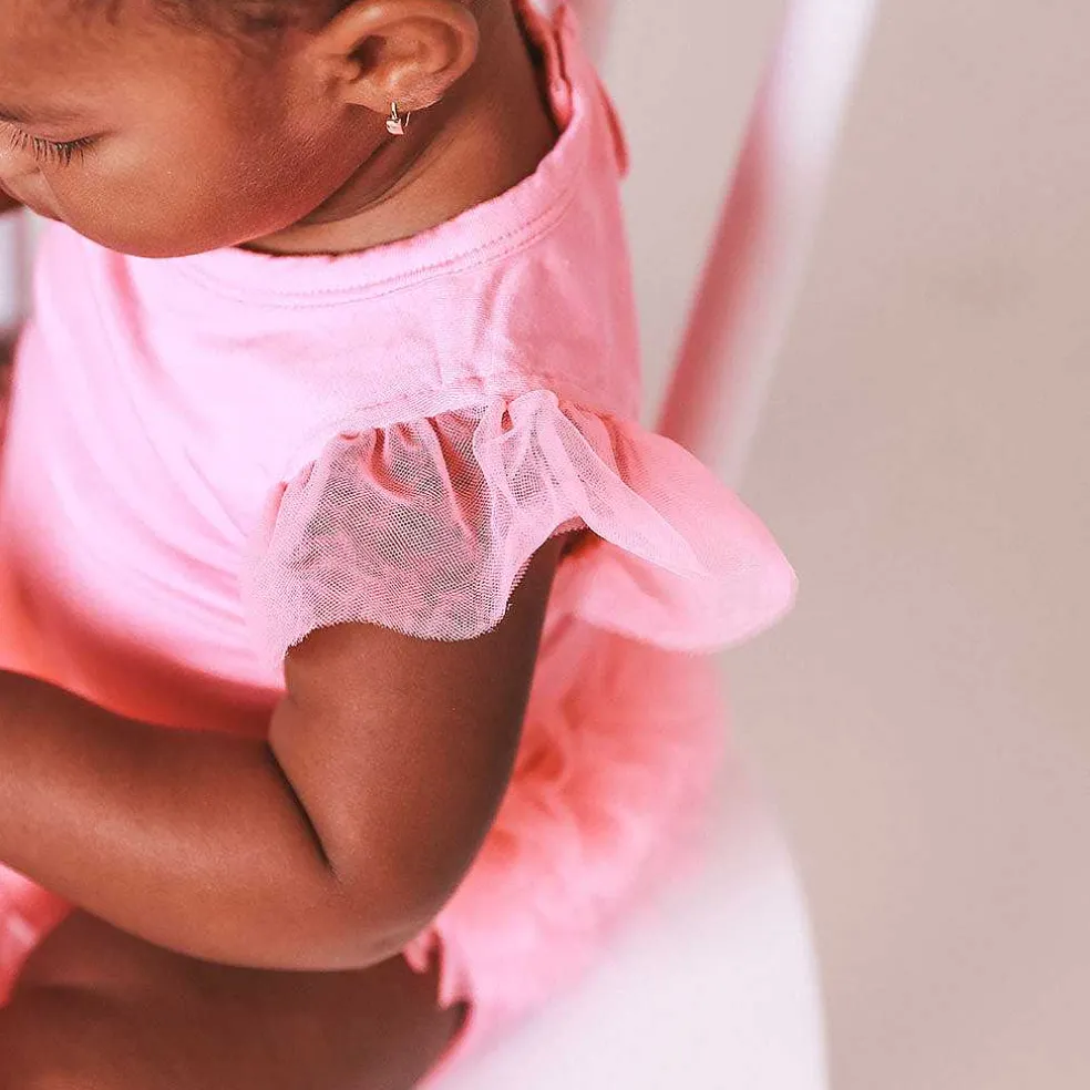 Posh Peanut Tulle Sleeve Ruffled Back Bodysuit Store