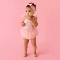 Posh Peanut Tulle Smocked Bodysuit Dress Cheap