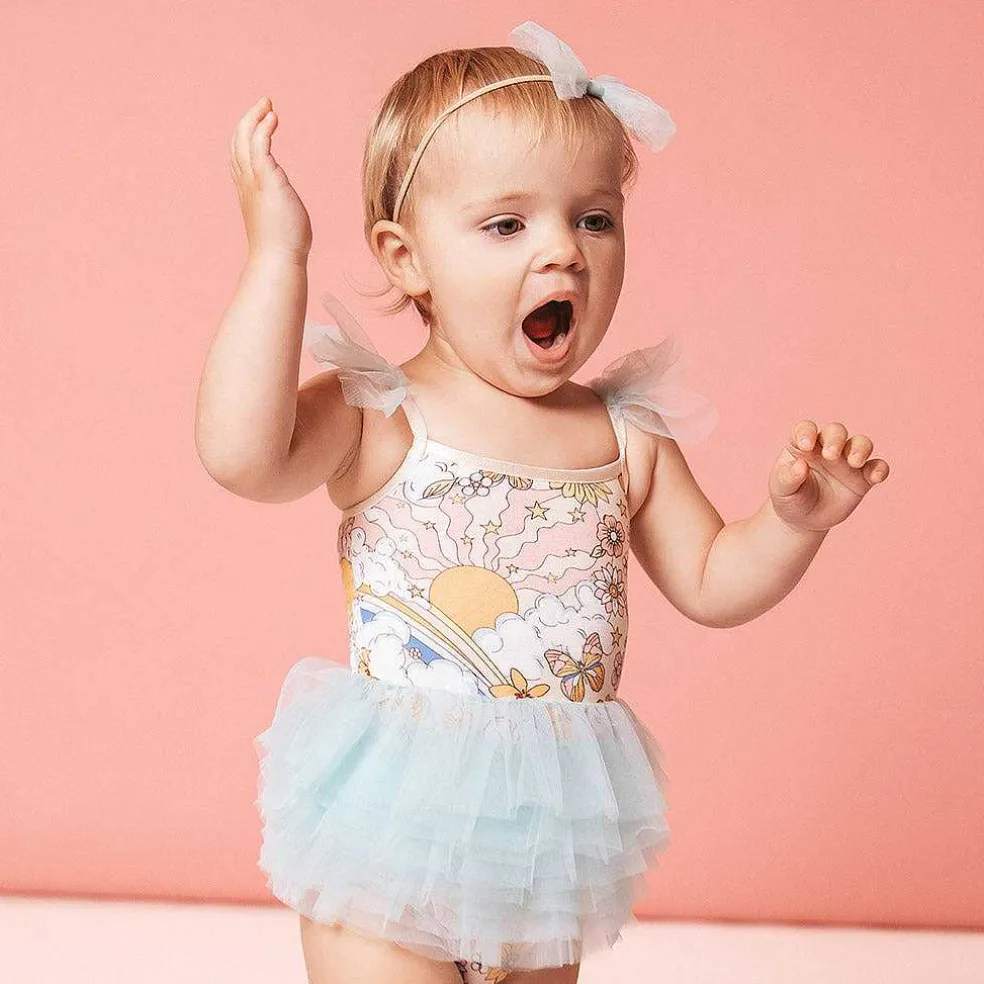 Posh Peanut Tulle Smocked Bodysuit Dress Sale