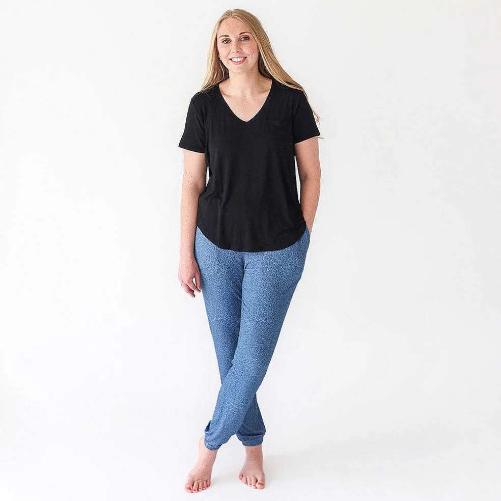 Posh Peanut Women'S Black V-Neck Tee New