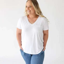 Posh Peanut Women'S White V-Neck Tee Best
