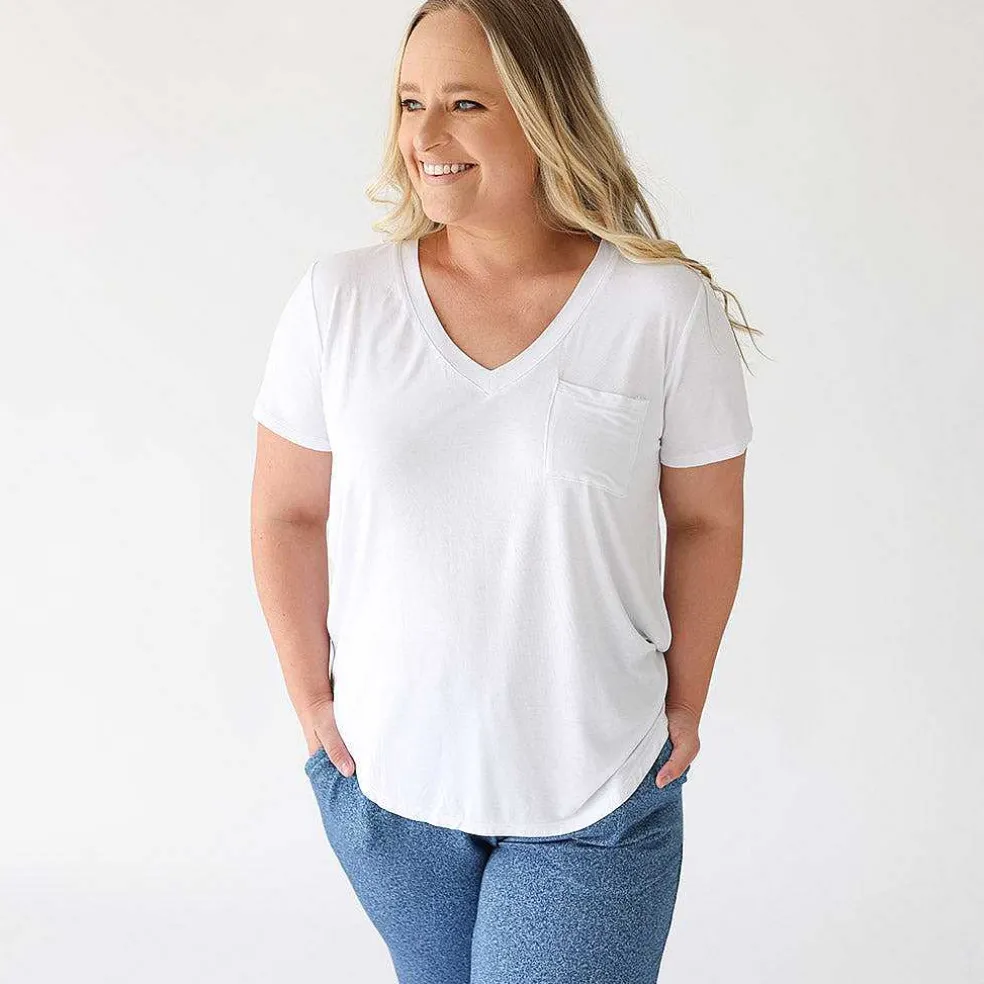 Posh Peanut Women'S White V-Neck Tee Best