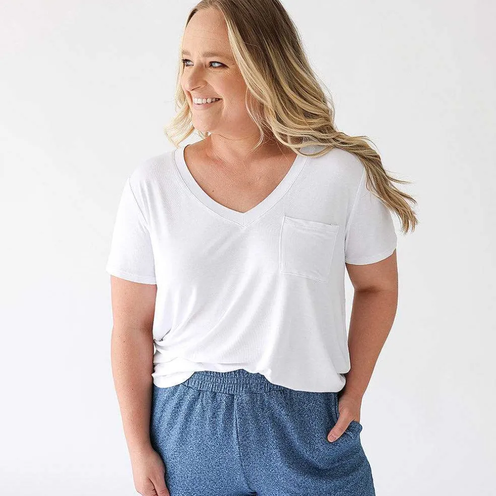 Posh Peanut Women'S White V-Neck Tee Best